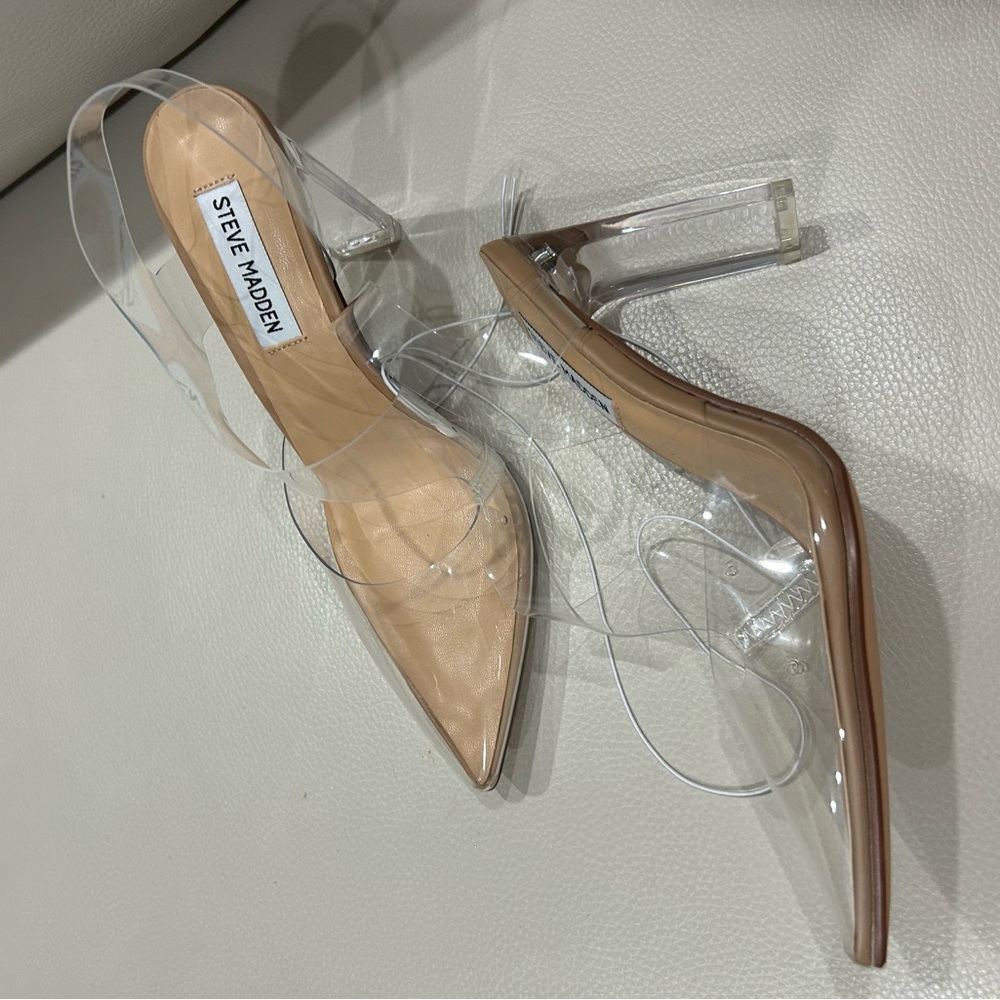 ⬇️ PRICE ⬇️ STEVE MADDEN • Clear Sling Back Heels • 7 M - Picture 3 of 9